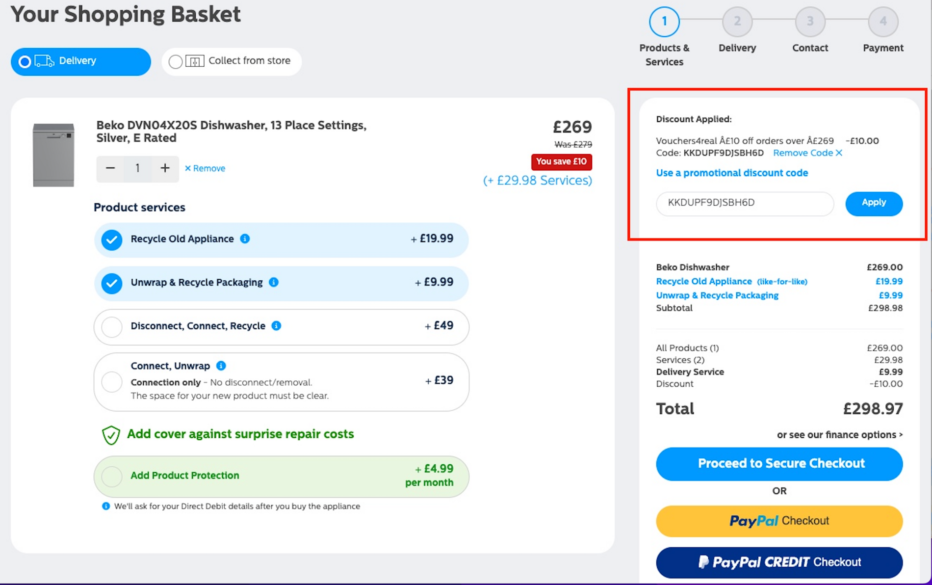 Where do I add a discount code on Marks Electriclal?