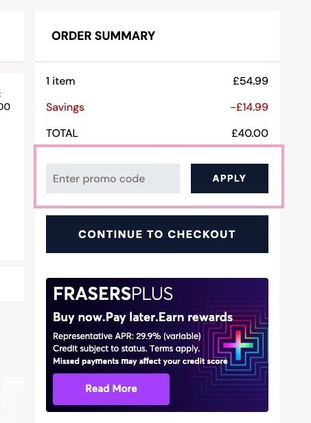 Jack Wills checkout with code