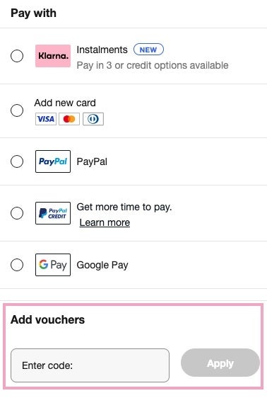 eBay checkout with code